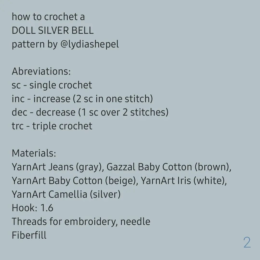 DOLL SILVER BELL crochet pattern