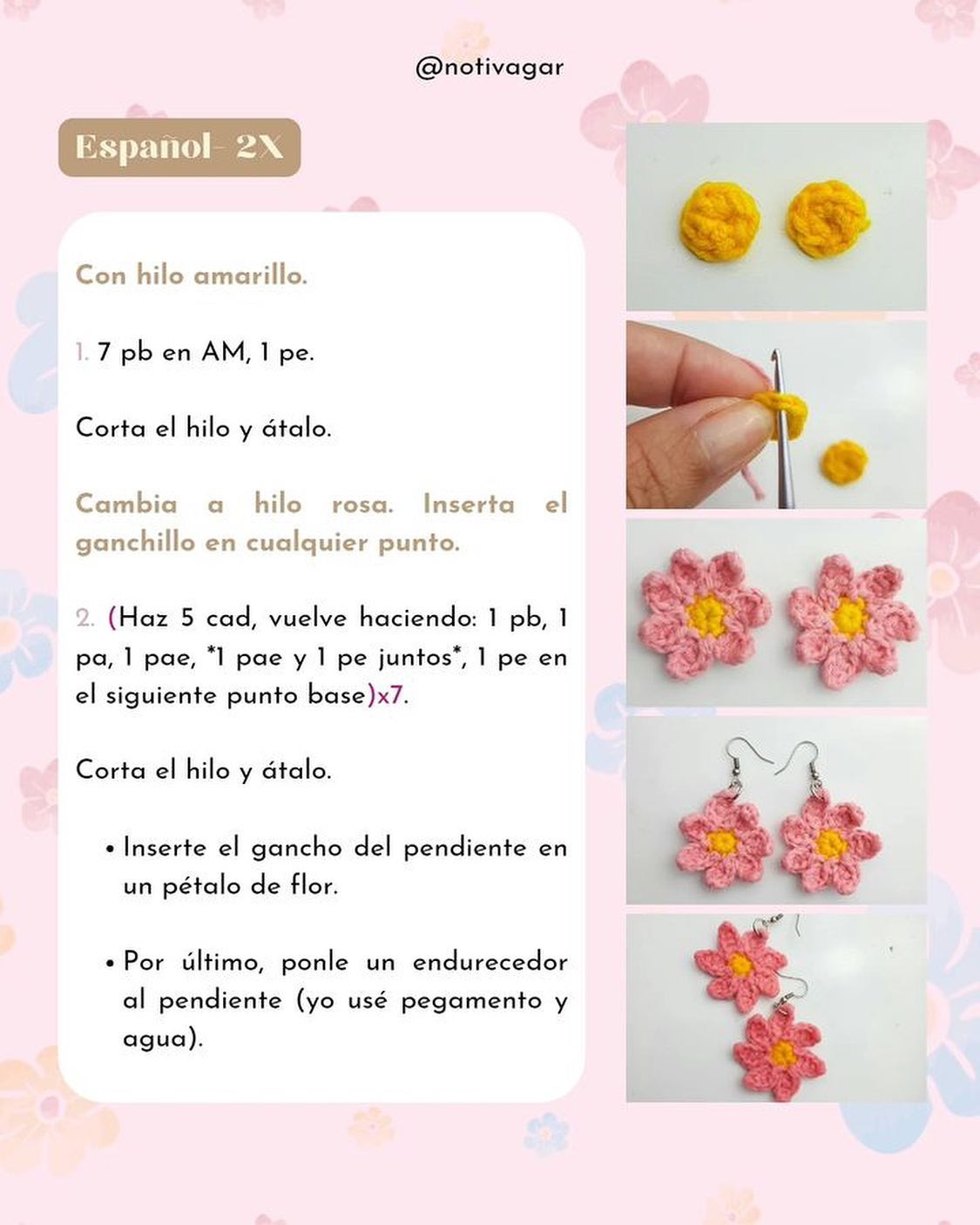 Earring crochet pattern (seven-petal flower)