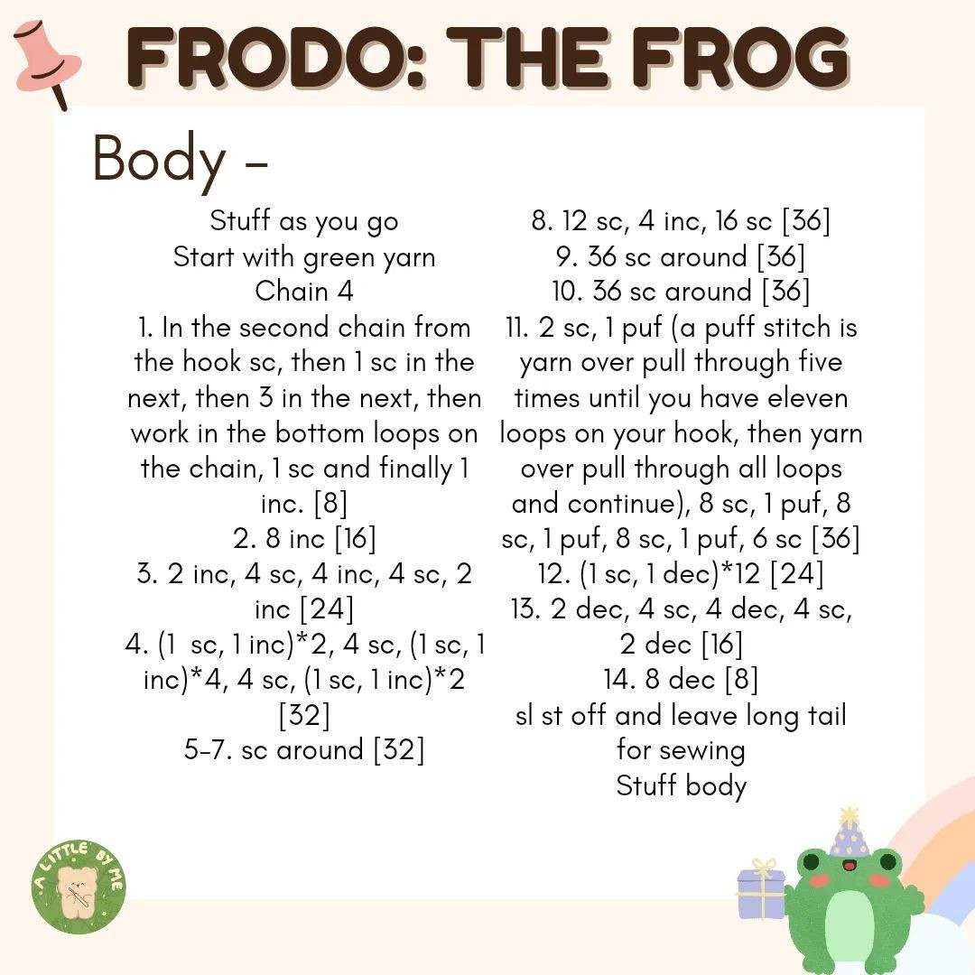 free 8 in 1 pattern frodo (frog) lily (chick)