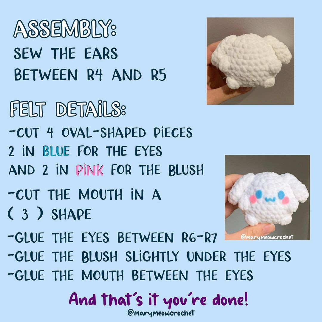 FREE crochet pattern | chubby cinnamoroll 💙 . . *