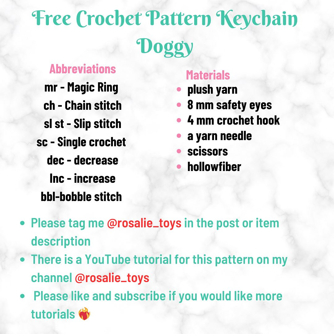 free crochet pattern key chain doggy