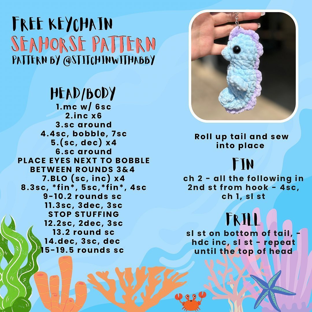 free keychain seahorse pattern