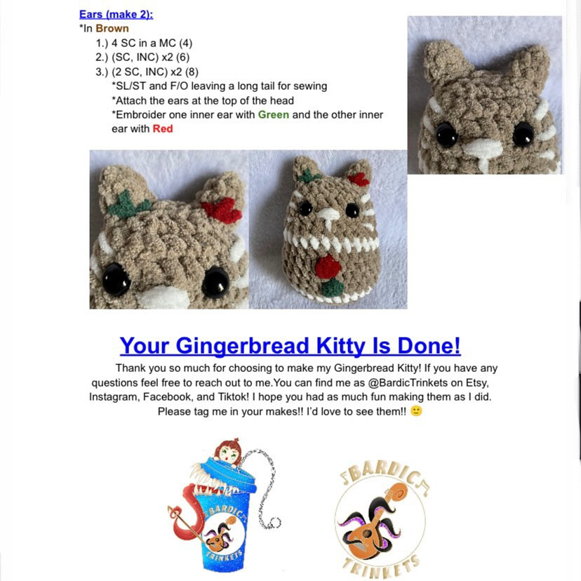 🚨FREE PATTERN ALERT! 🚨 My free Gingerbread Kitty pattern