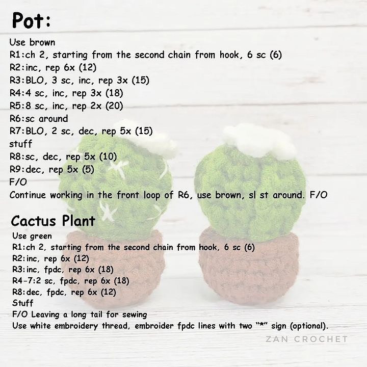 free pattern Cactus pot crochet pattern