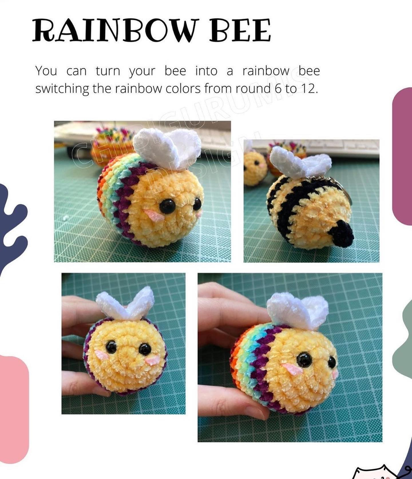 free pattern chibi bee