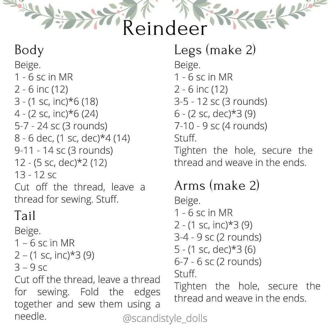 free pattern deer (reindeer)