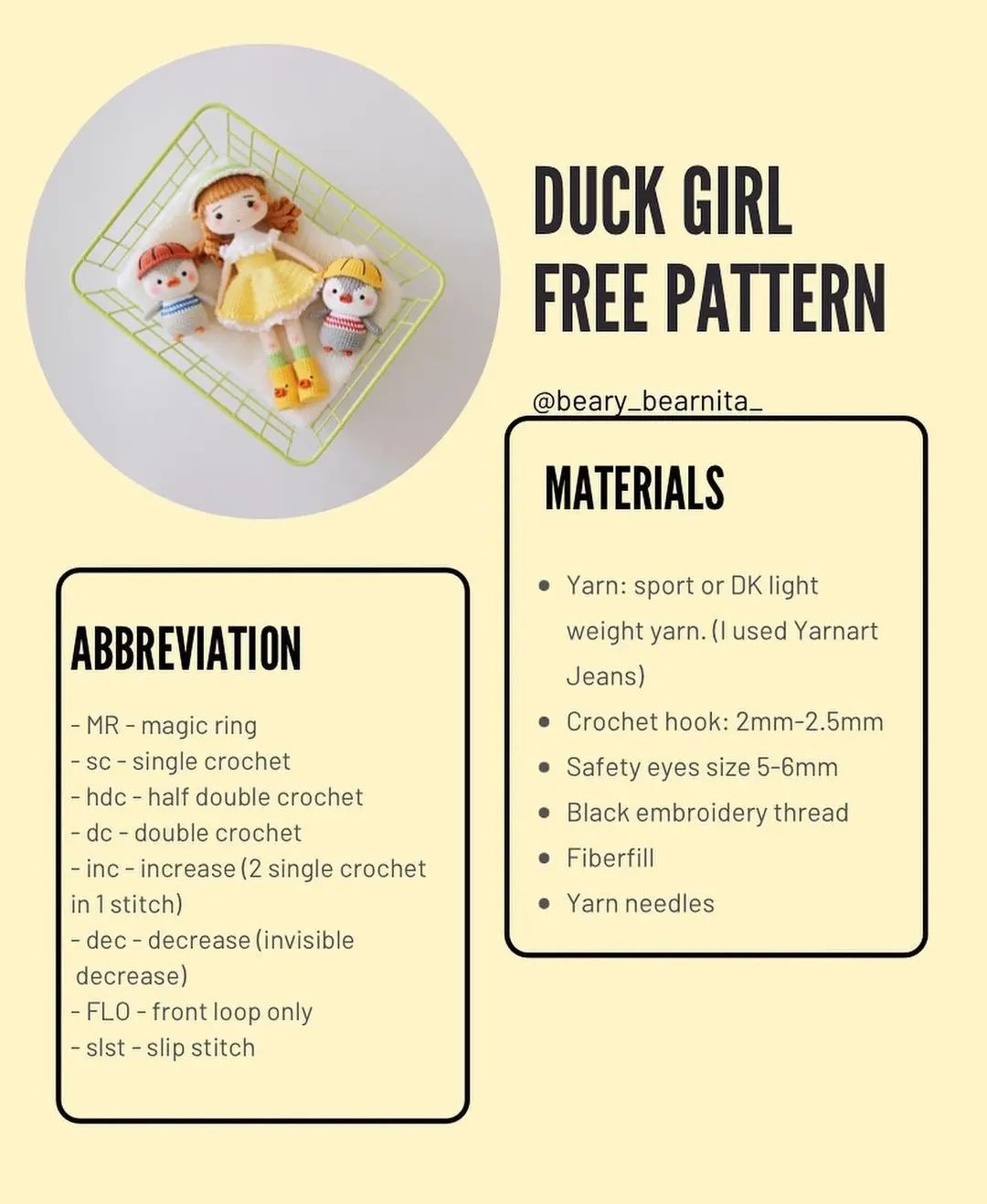 free pattern duck girl part 2