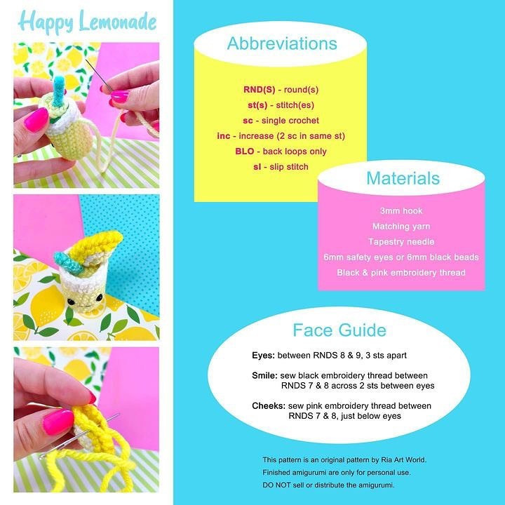 free pattern happy lemonade