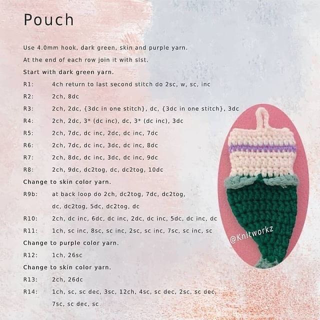 free pattern mermaid tail card pouch