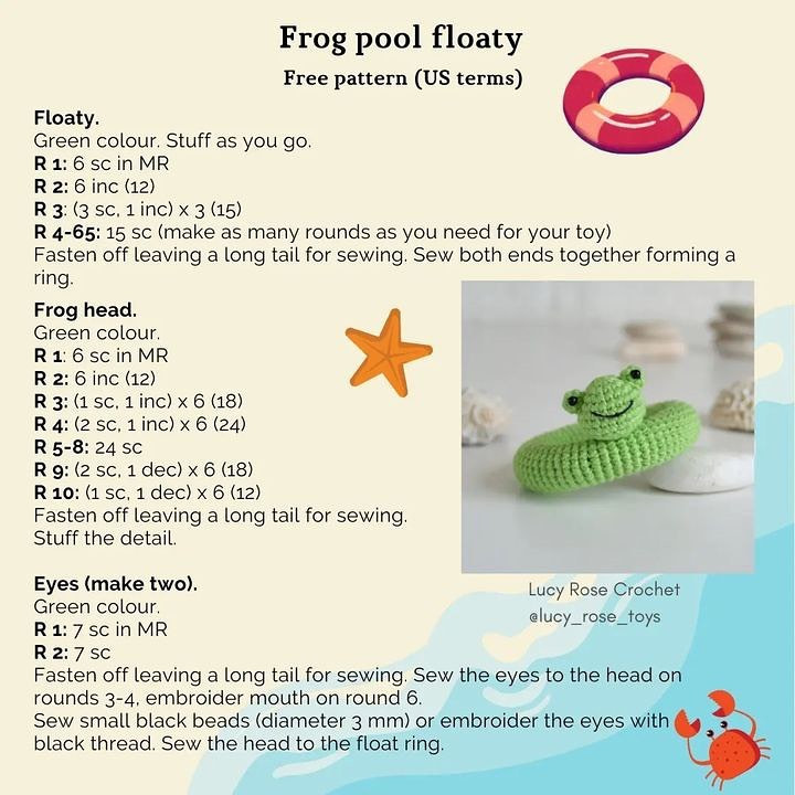 frog pool floaty free pattern