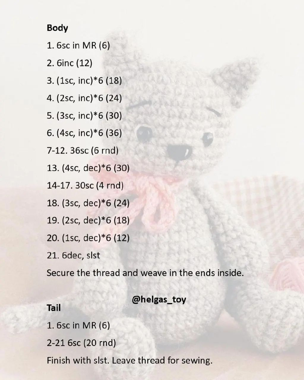 gray cat crochet pattern