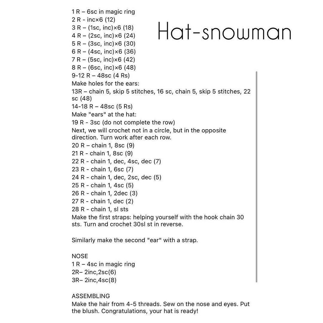 hat snowman, christmas, hat deer crochet pattern