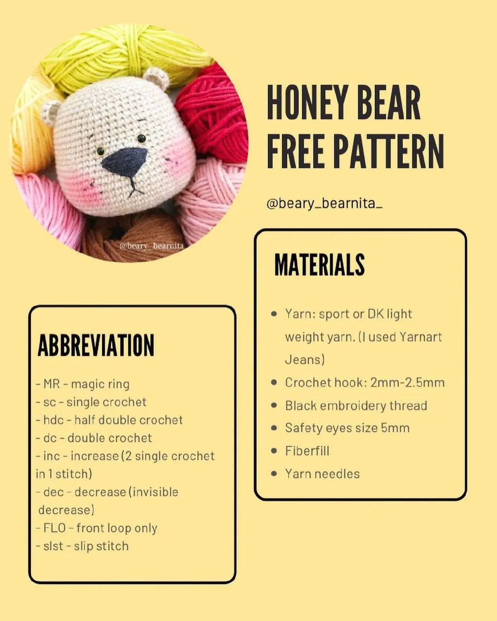 honey bear free crochet pattern