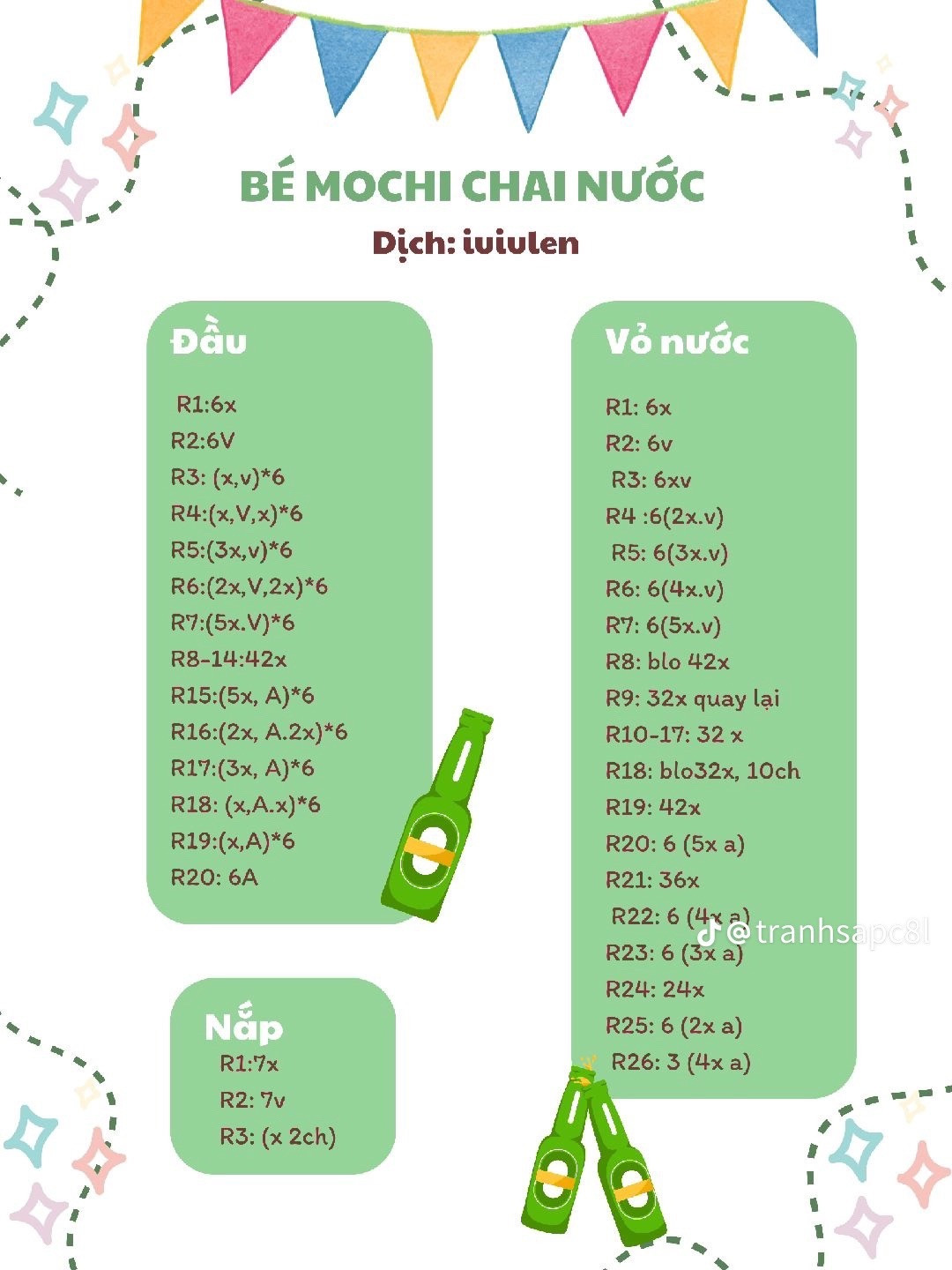 Hướng dẫn móc bé mochi chai nước