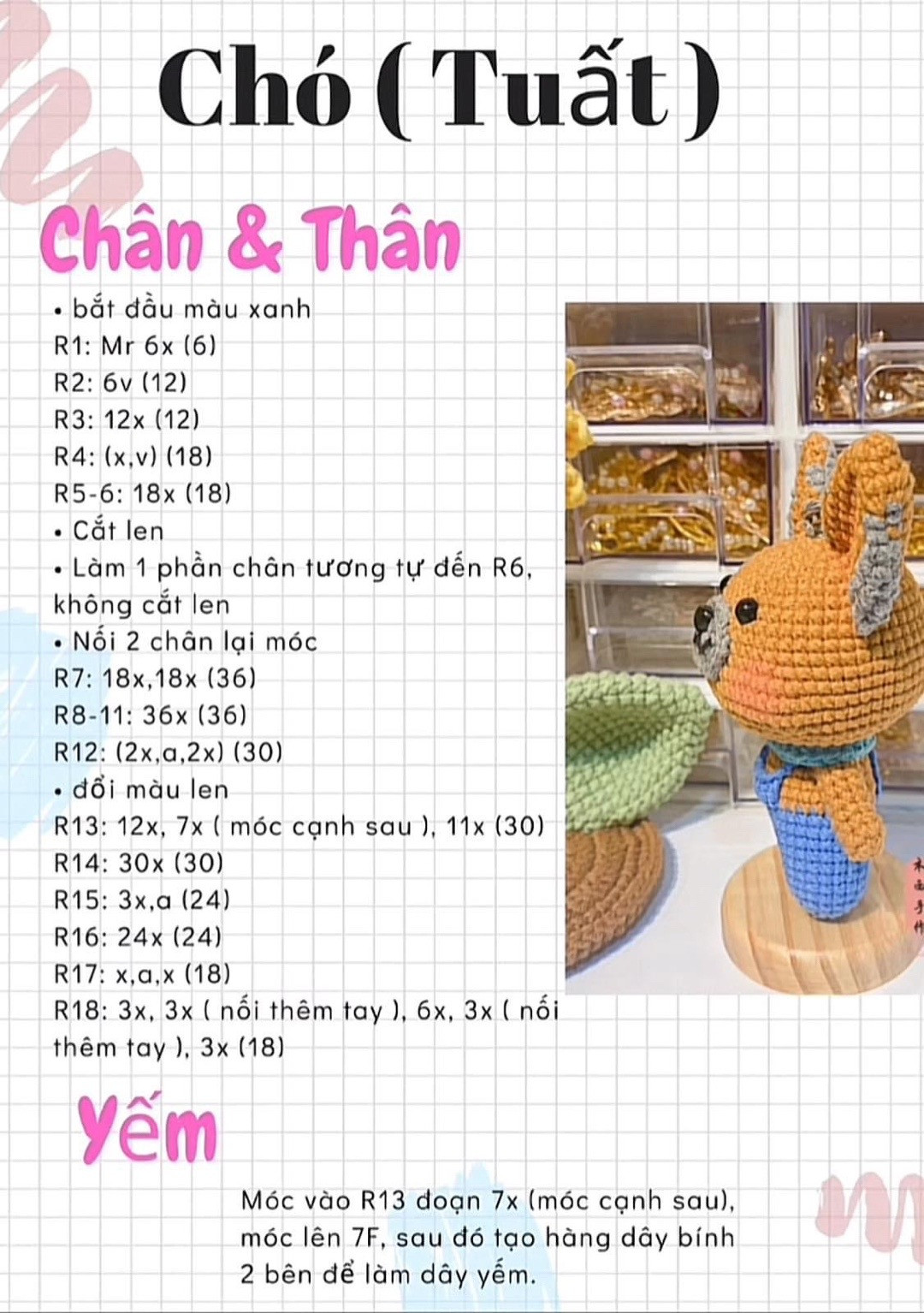 Hướng dẫn móc con chó (tuất)