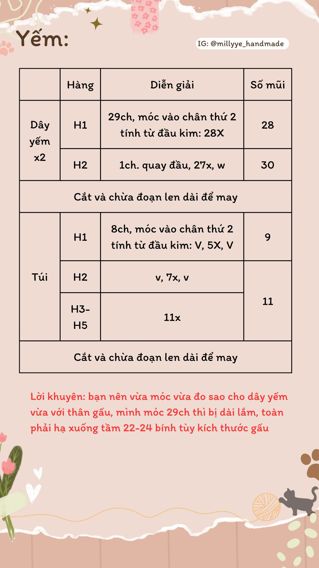 Hướng dẫn móc gấu mặc áo, quần yếm, đội mũ