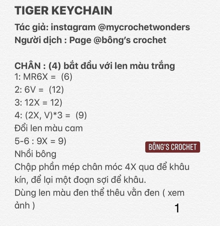 Hướng dẫn móc móc khóa hổ (tiger keychain)