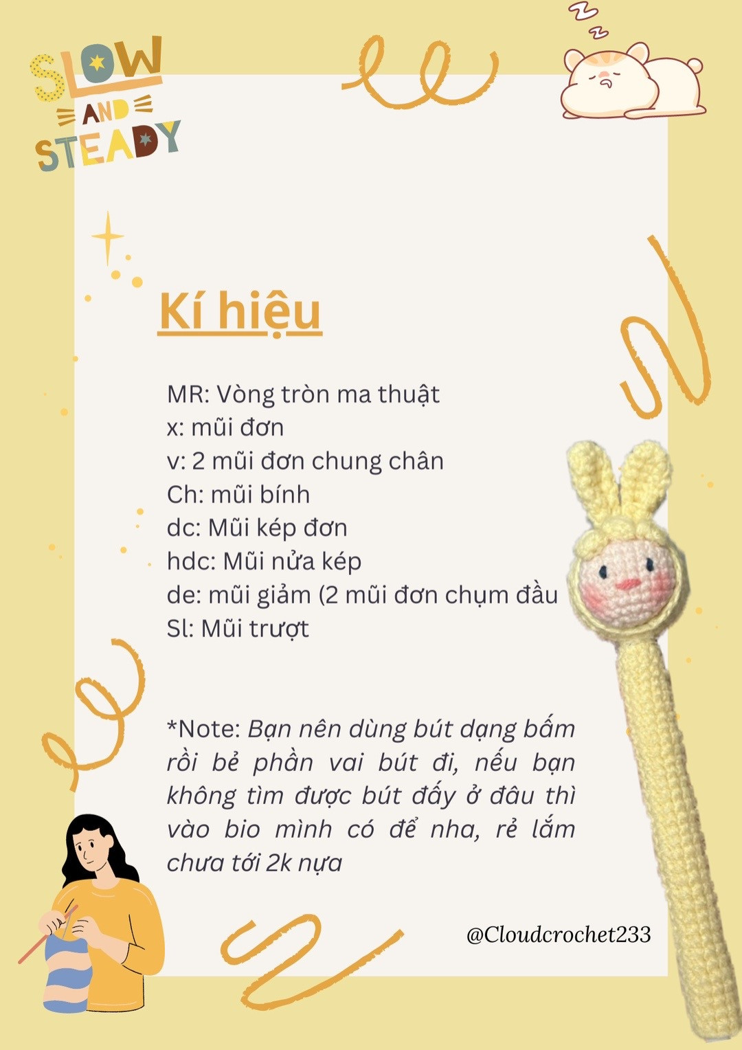 Hướng dẫn móc vỏ bút thỏ