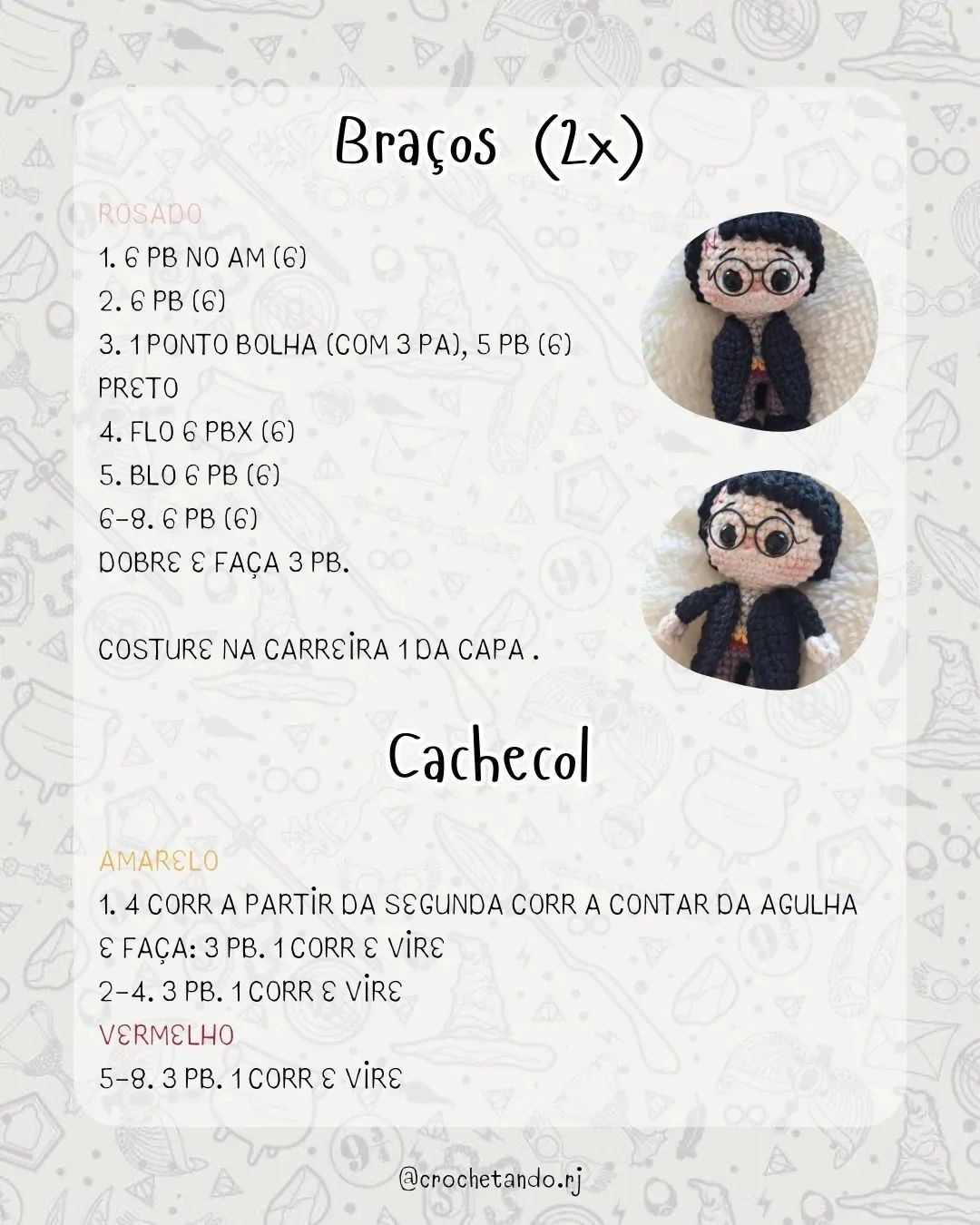 Instruções para fazer crochê de Harry Potter