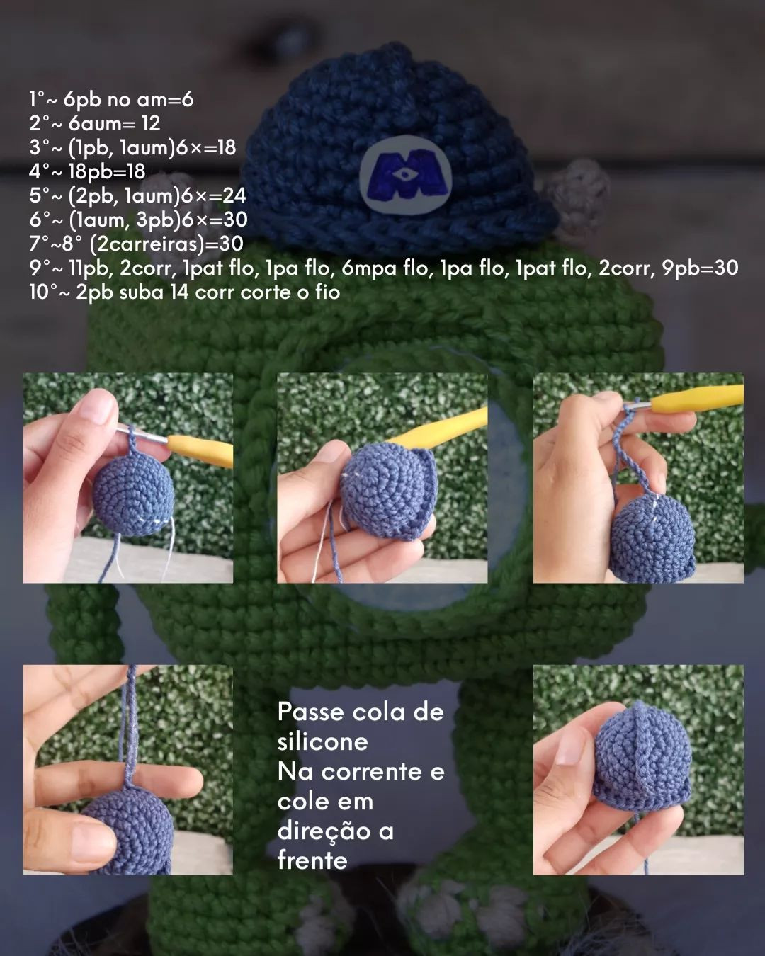 Instruções para fazer um chapéu de crochê para um monstro de um olho só