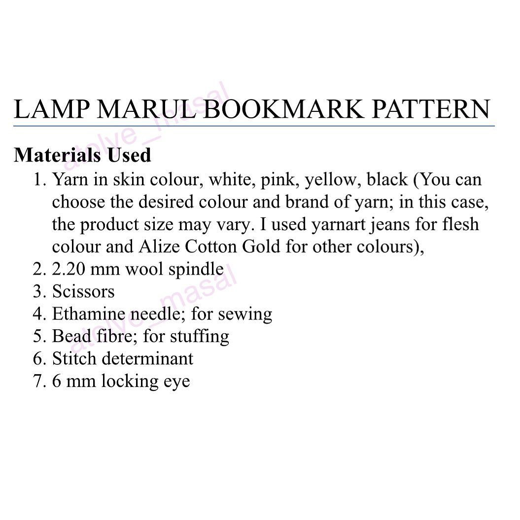 lamp marul bookmark pattern