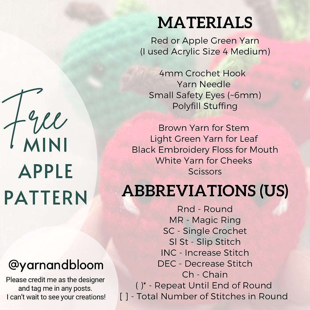 Mini Apple free crochet pattern