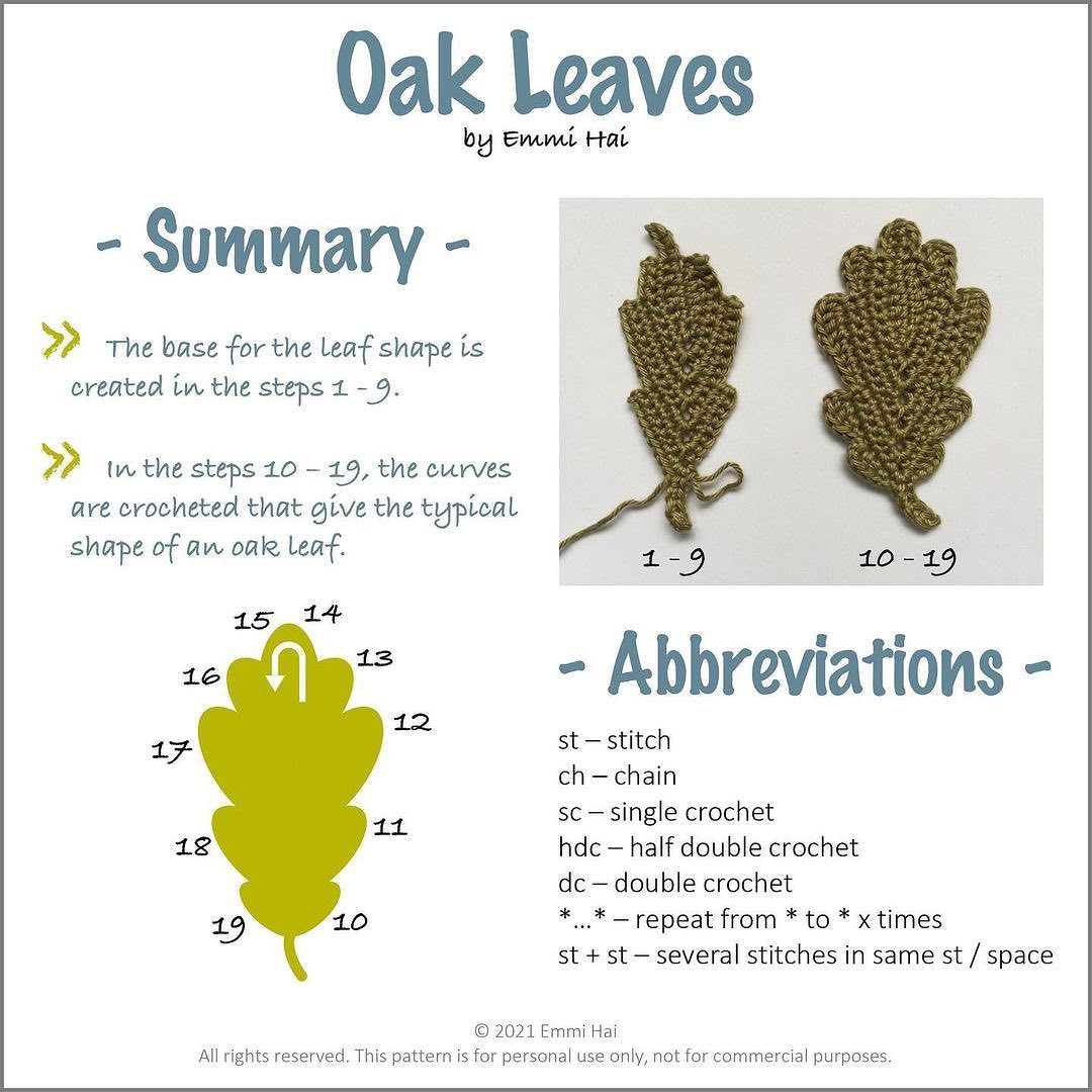 oak leaves crochet pattern