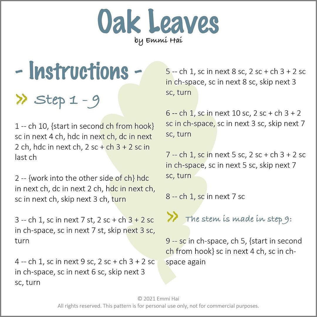 oak leaves crochet pattern