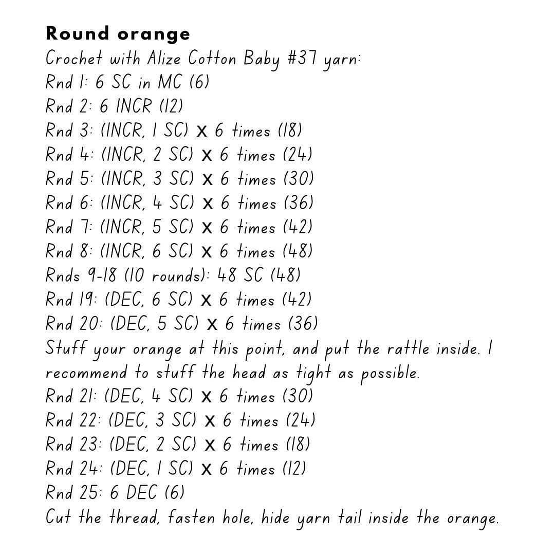 Orange Baby Rattle Free Pattern 🍊🍊🍊