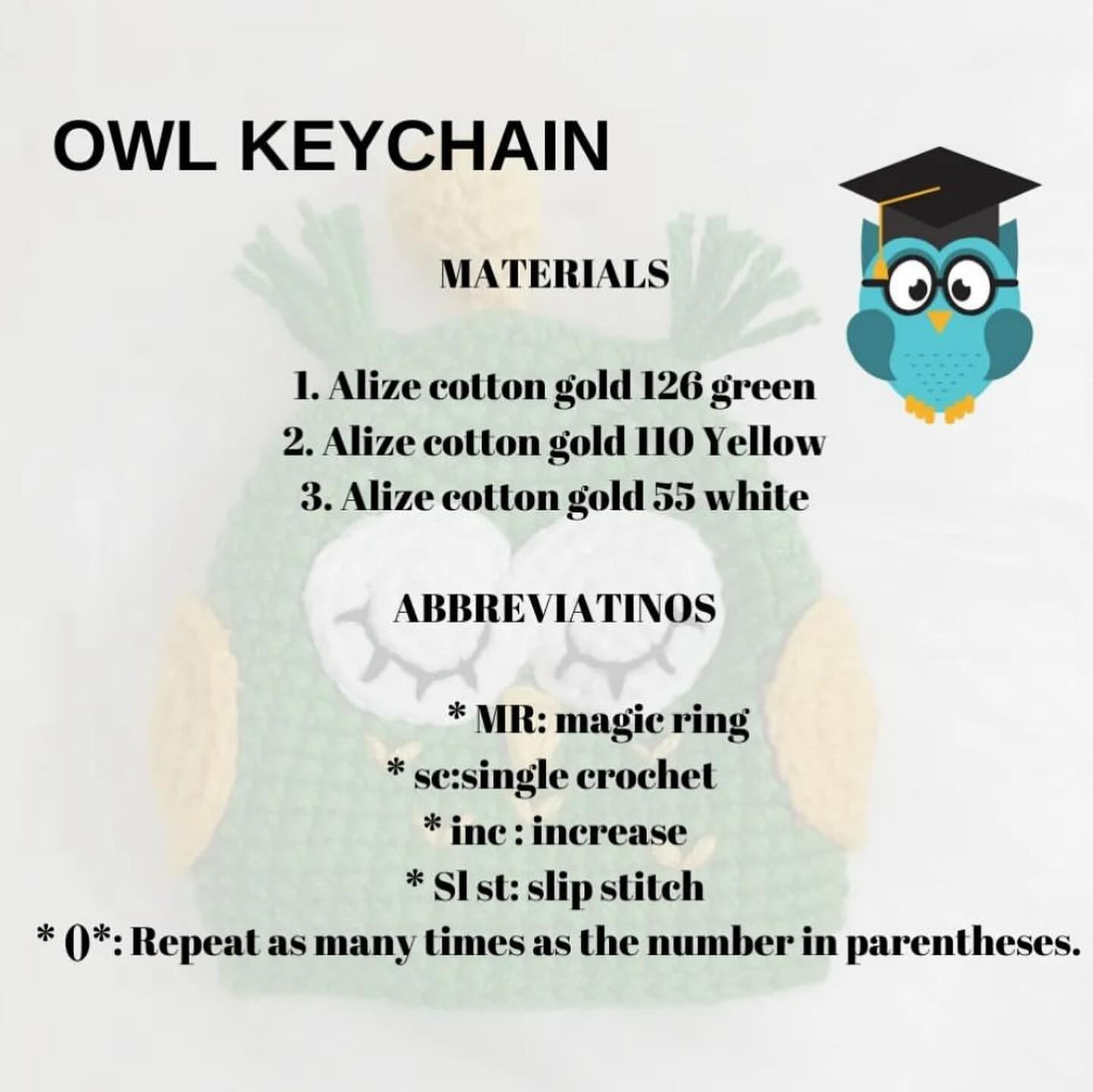 Owl Keychain Free pattern