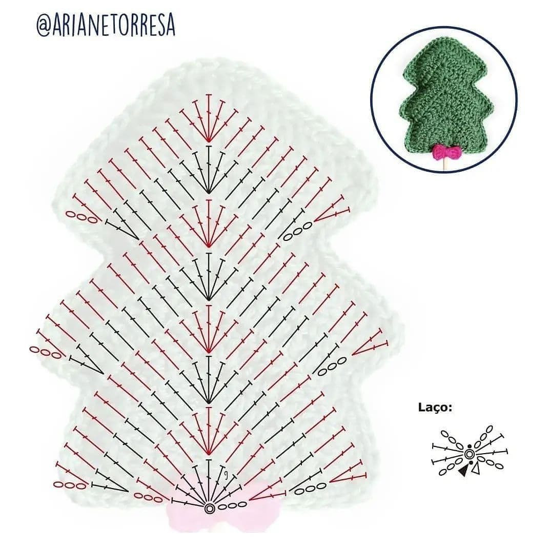 Pink bow Christmas tree crochet pattern