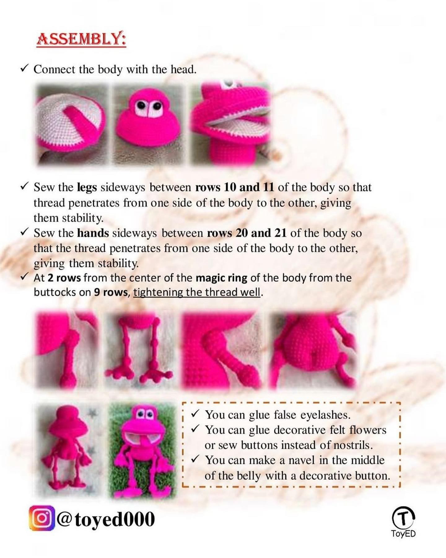 Pink frog crochet pattern