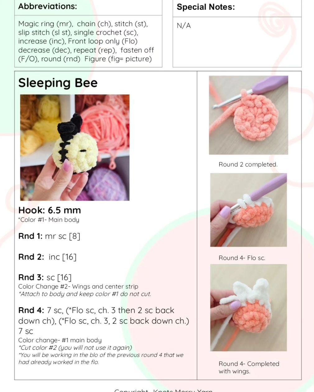sleeping bee no sew crochet pattern