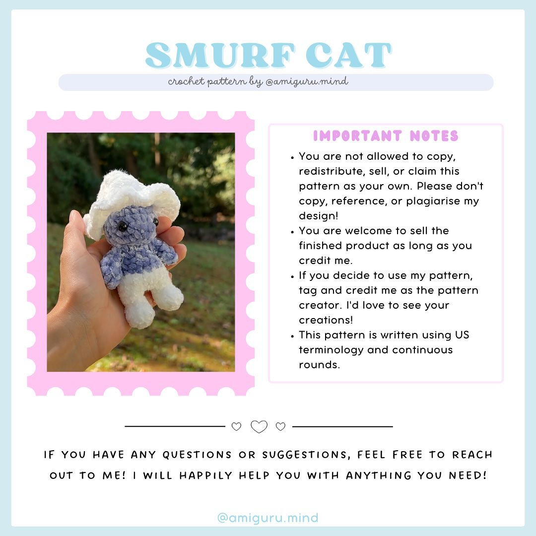 Smurf cat - FREE PATTERN 🫶🏻 ✨