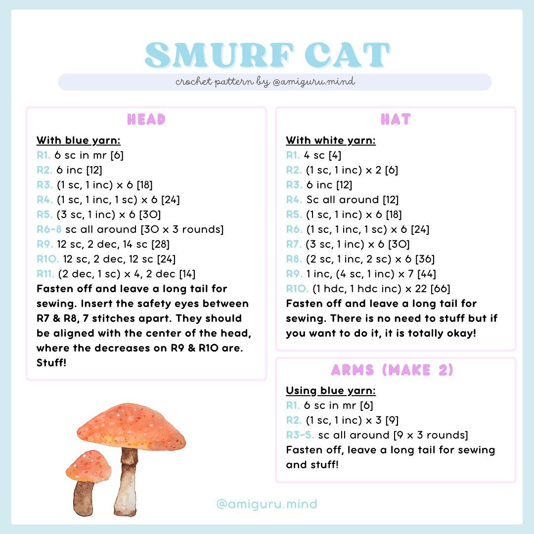 Smurf cat - FREE PATTERN 🫶🏻 ✨