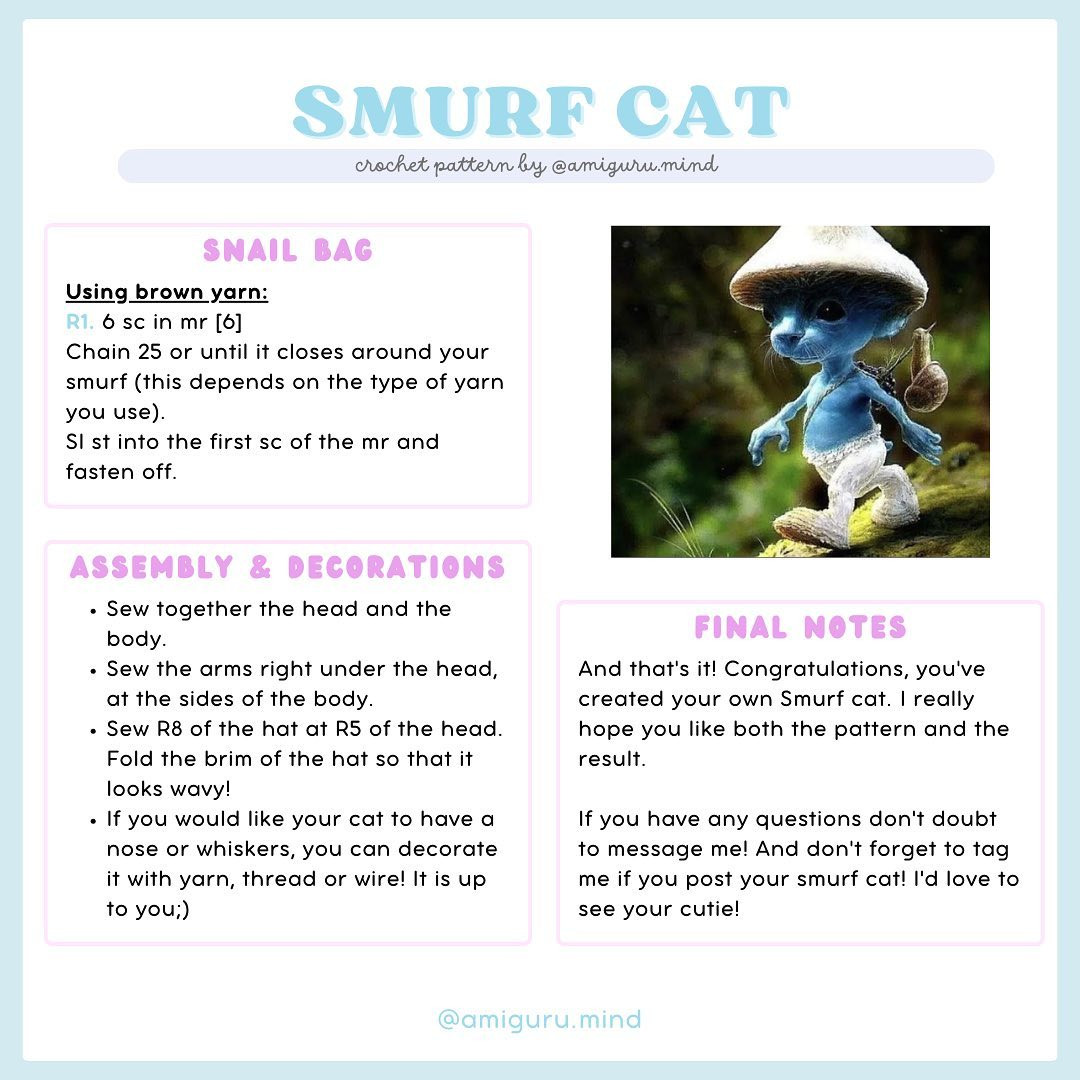 Smurf cat - FREE PATTERN 🫶🏻 ✨