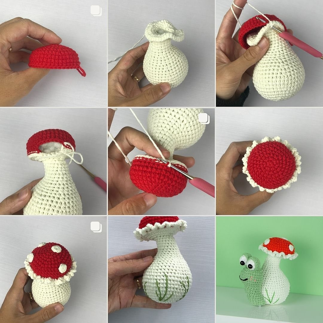 Snail mushroom crochet pattern