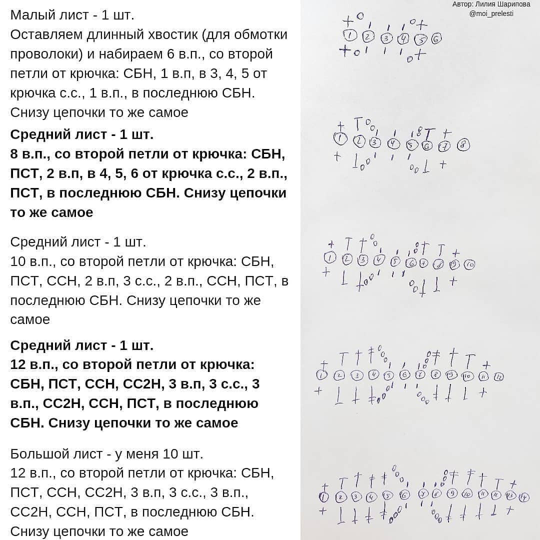 Веточка эвкалипта крючком🌿 Описание вязания