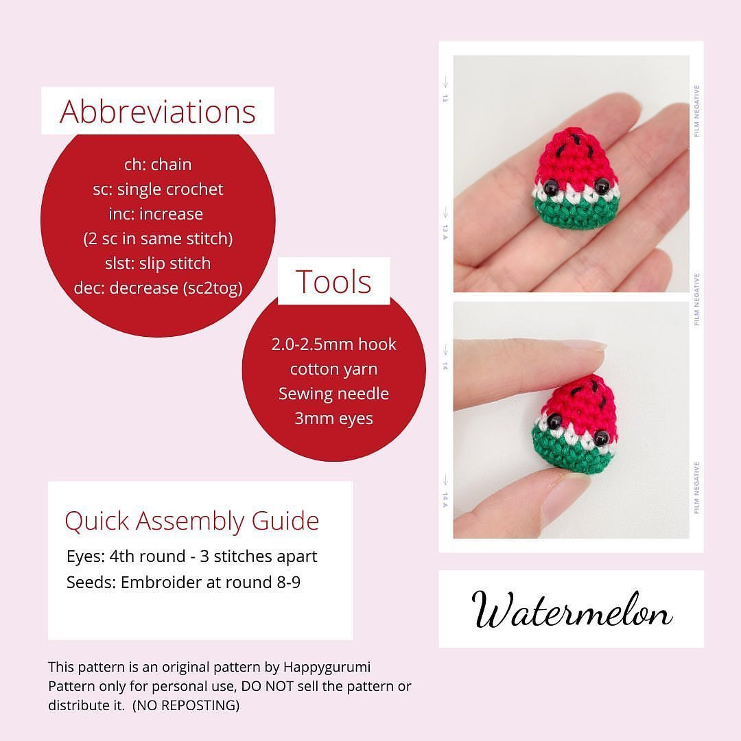 watermelon free pattern happygurumi