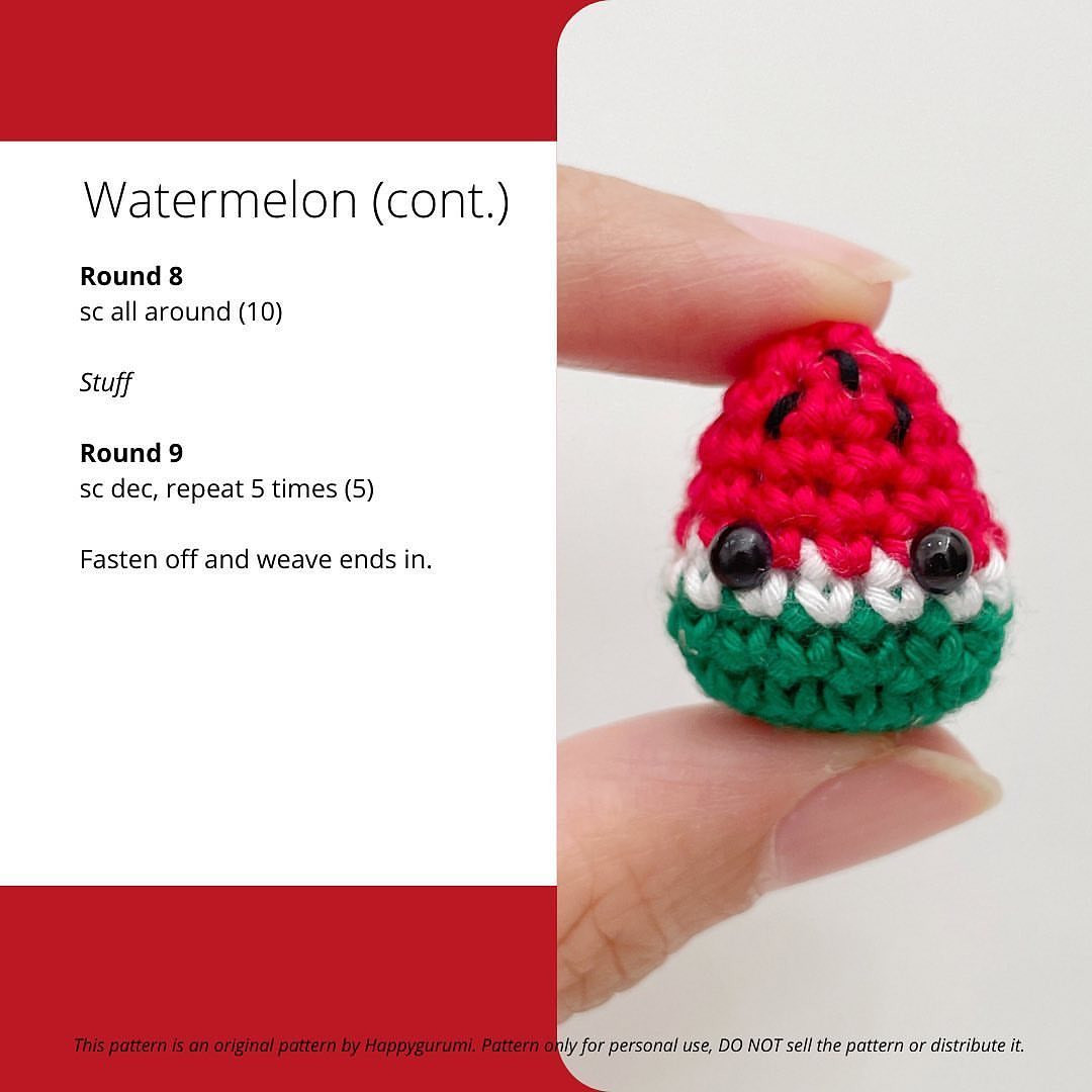 watermelon free pattern happygurumi