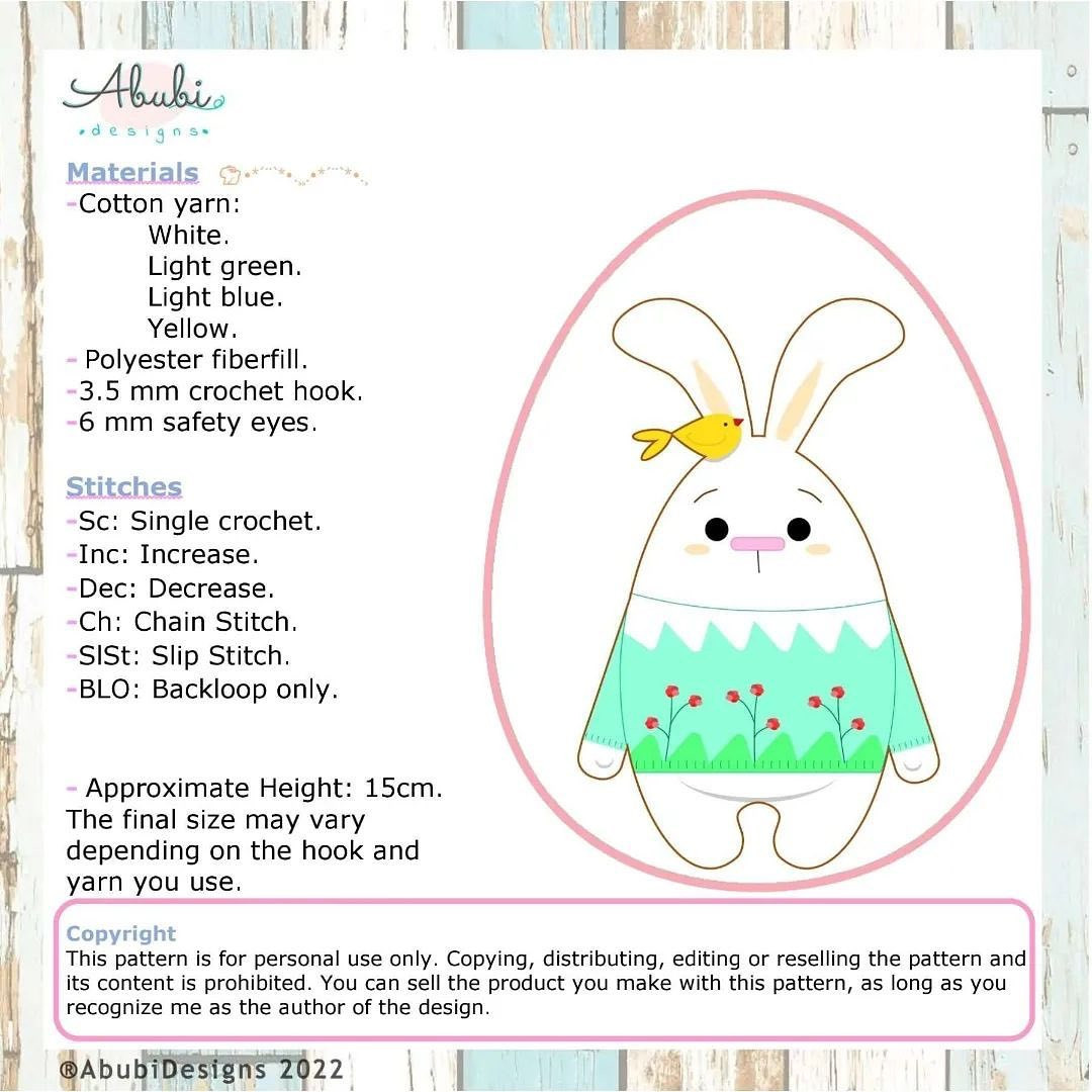 White rabbit and yellow bird crochet pattern