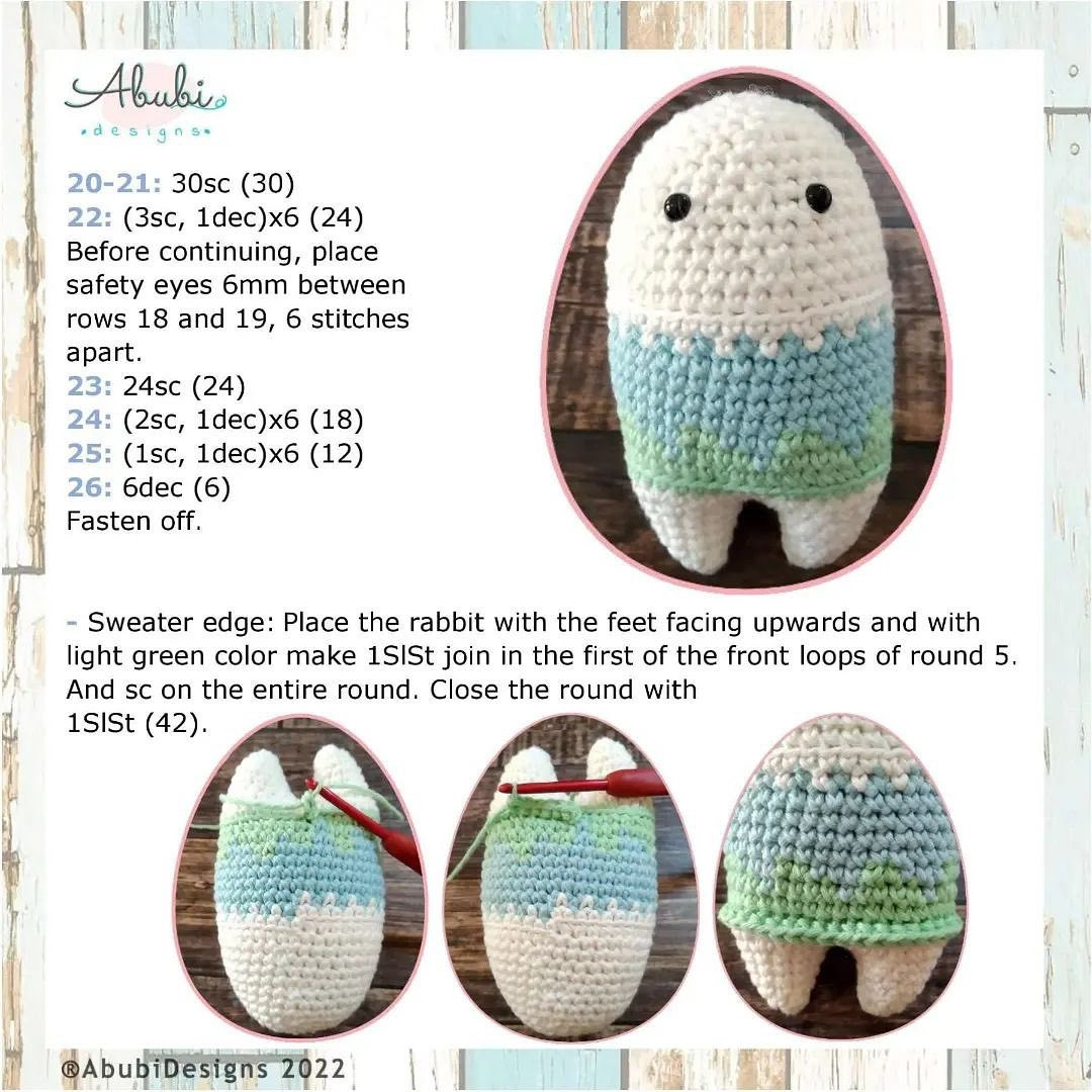 White rabbit and yellow bird crochet pattern