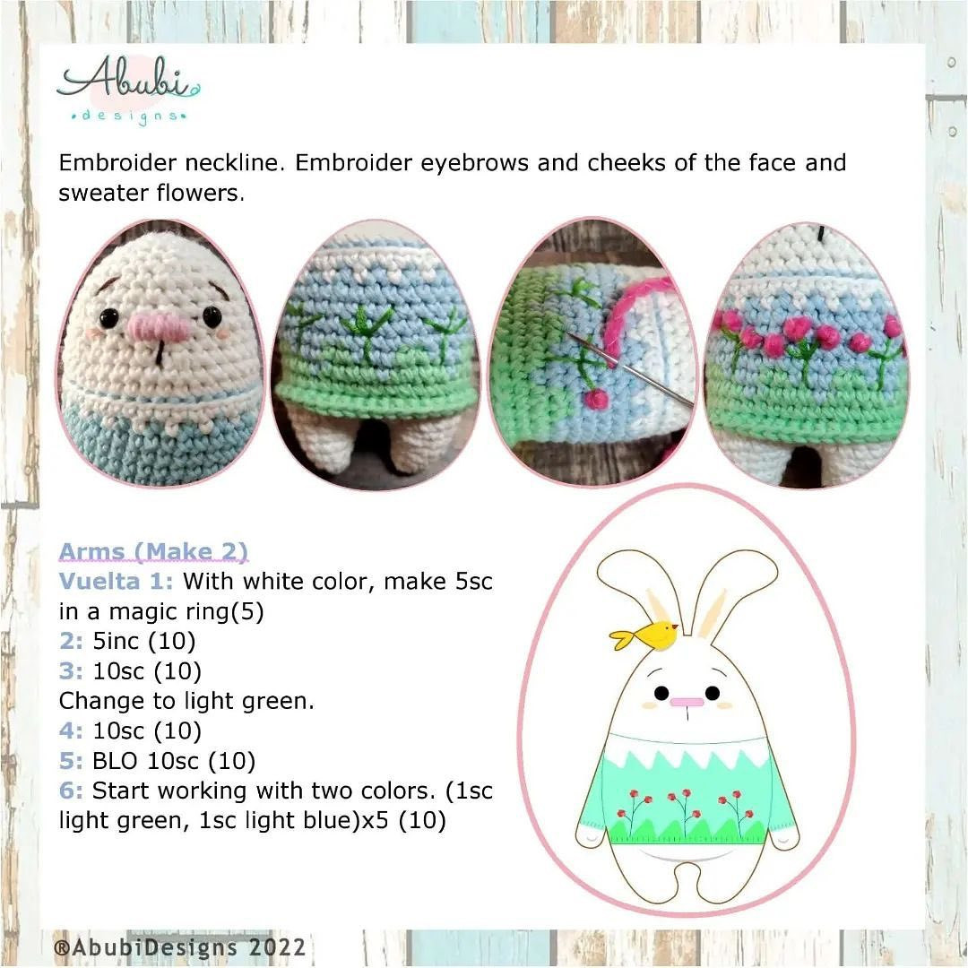 White rabbit and yellow bird crochet pattern