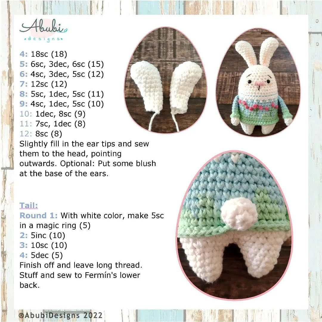 White rabbit and yellow bird crochet pattern