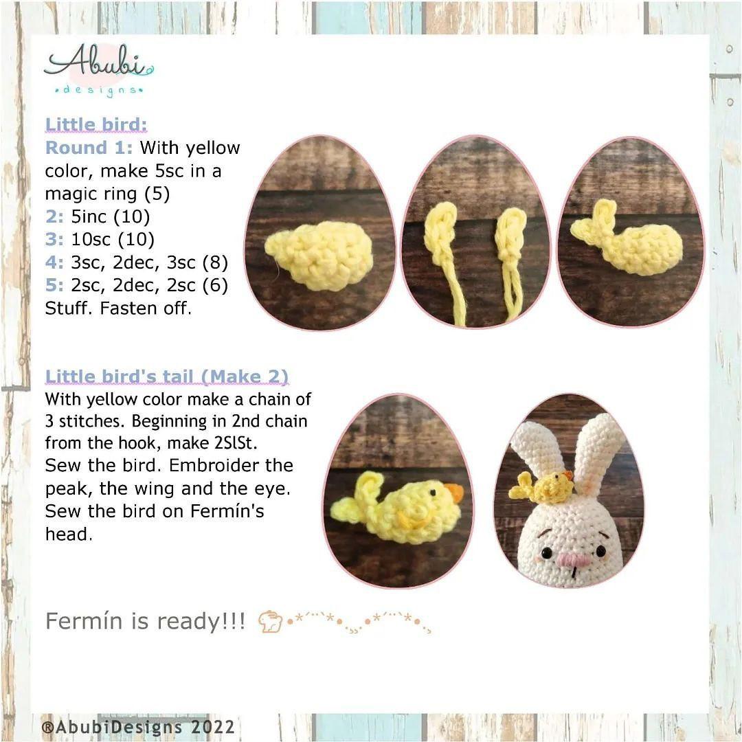 White rabbit and yellow bird crochet pattern