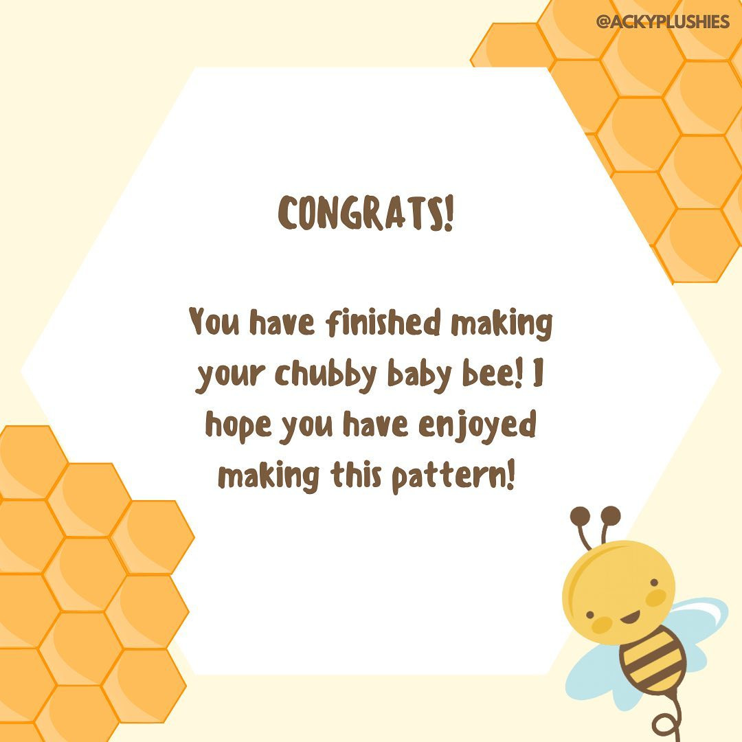 Yellow bee crochet pattern with white wings