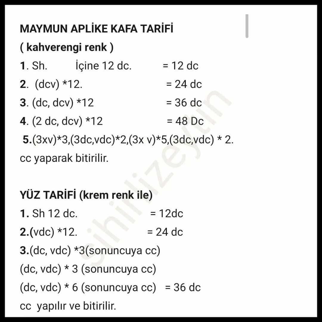 2 boyutlu maymun tığ işi modeli