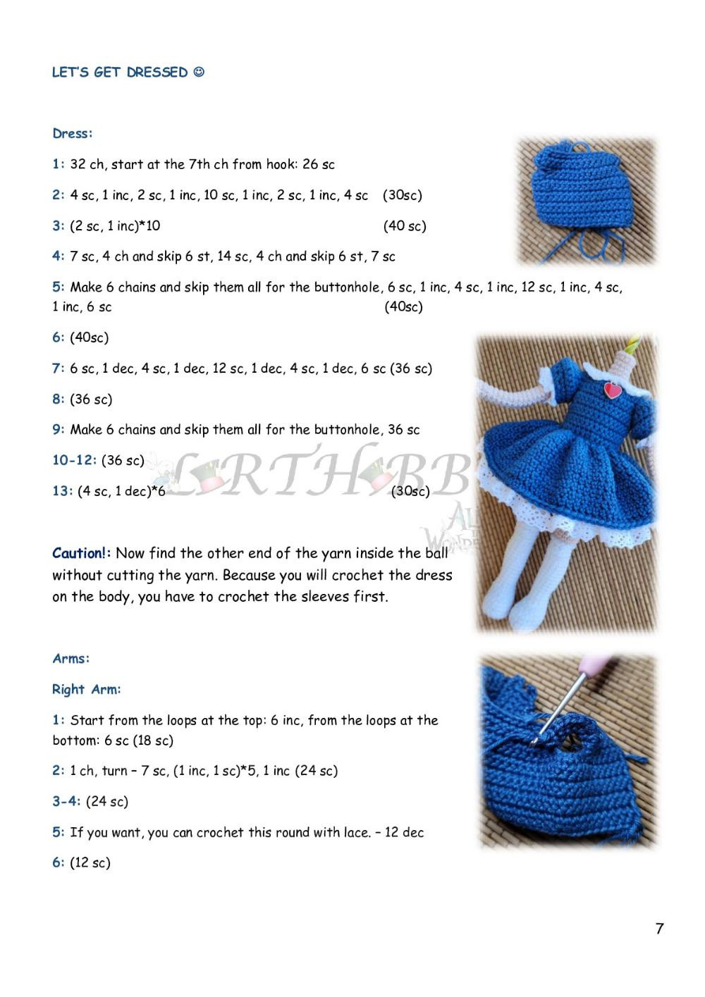 alice in wonderland alice girl doll crochet pattern