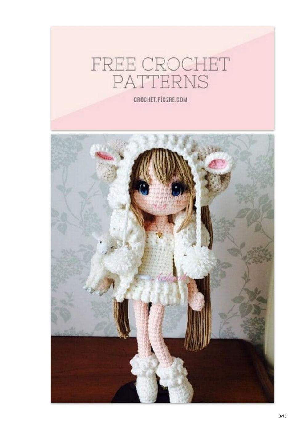 amigurumi lamb doll free crochet pattern, girl