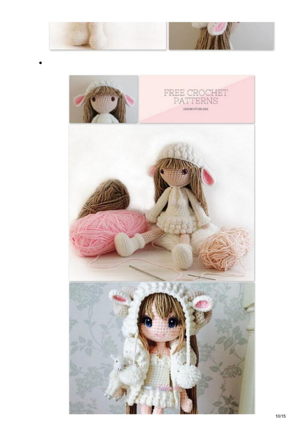 amigurumi lamb doll free crochet pattern, girl